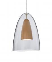 Besa Lighting 1JC-DANOCLMD-LED-SN - Besa, Dano Cord Pendant, Clear/Medium, Satin Nickel Finish, 1x9W LED