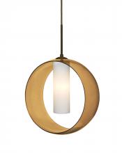 Besa Lighting 1JC-PLATOAM-LED-BR - Besa, Plato Cord Pendant, Amber/Opal, Bronze Finish, 1x5W LED