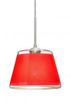 Besa Lighting 1JT-PIC9RD-LED-SN - Besa Pendant Pica 9 Satin Nickel Red Sand 1x9W LED