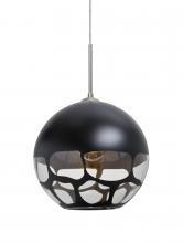 Besa Lighting 1JT-ROCKYBK-LED-SN - Besa, Rocky Cord Pendant, Black, Satin Nickel Finish, 1x9W LED