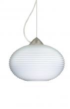 Besa Lighting 1KX-491207-LED-SN - Besa Pape 10 Pendant 1Kx Opal Ribbed Satin Nickel 1x9W LED