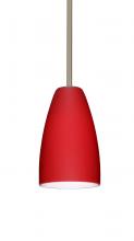 Besa Lighting 1TT-1511RM-SN - Besa Stem Riva 9 Pendant Satin Nickel Ruby Matte 1x75W Medium Base