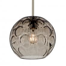 Besa Lighting 1TT-BOMYSM-SN-L - Besa Bombay Cord Pendant, Smoke, Satin Nickel Finish, 1x60W Medium Base, 15Ft. Cord