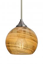 Besa Lighting 1TT-JILLYAM-EDIL-SN-L - Besa, Jilly Stem Pendant, Vapor Amber, Satin Nickel Finish, 1x5W LED Filament, 15Ft.