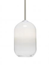 Besa Lighting 1TT-OMEGA12WH-SN - Besa, Omega 12 Stem Pendant,White/Clear, Satin Nickel Finish, 1x60W Medium Base