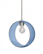 Besa Lighting 1TT-PLATOBL-SN-NI - Besa, Plato Stem Pendant, Blue, Satin Nickel Finish, 1x60W Medium Base