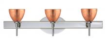 Besa Lighting 3SW-1758CF-LED-CR - Besa Divi Wall 3SW Copper Foil Chrome 3x5W LED