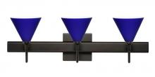 Besa Lighting 3SW-5121CM-BR-SQ - Besa Wall With Sq Canopy Kani Bronze Cobalt Blue Matte 3x40W G9