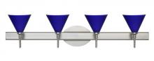 Besa Lighting 4SW-5121CM-SN - Besa Wall Kani Satin Nickel Cobalt Blue Matte 4x40W G9