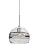 Besa Lighting J-SPIR8SC-SN - Besa Spirit 8 Pendant For Multiport Canopy, Smoke/Clear, Satin Nickel Finish, 1x60W M