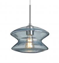 Besa Lighting J-ZENBL-EDIL-SN - Besa, Zen Cord Pendant For Multiport Canopy, Blue Bubble, Satin Nickel Finish, 1x8W L