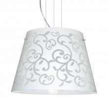 Besa Lighting 1KV-4394WD-LED-SN - Besa Amelia 18 LED Pendant 1KV White Damask Satin Nickel 3x11W LED