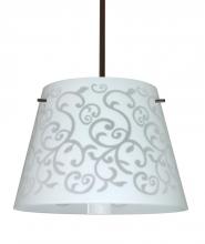 Besa Lighting 1KT-4340WD-LED-BR - Besa Amelia 15 LED Pendant 1KT White Damask Bronze 3x11W LED