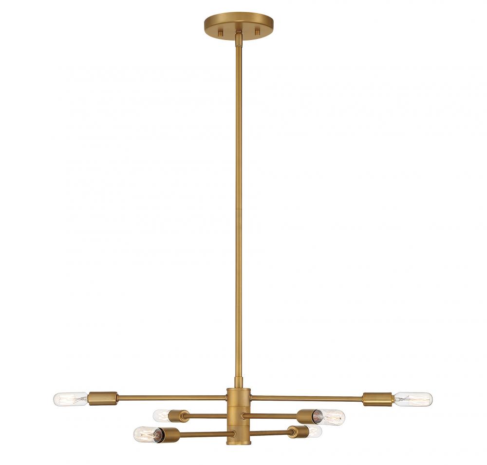 Lyrique 6-Light Chandelier in Warm Brass