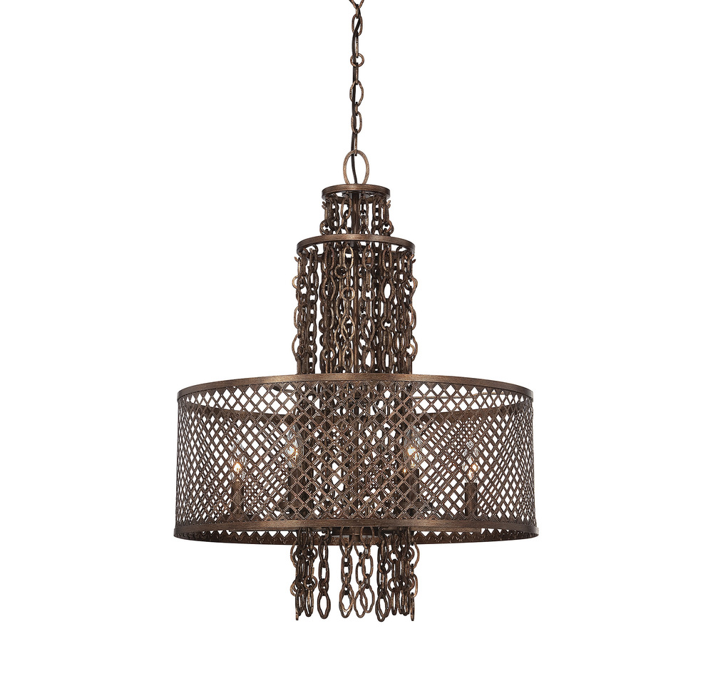 Guilded Bronze Drum Shade Chandelier