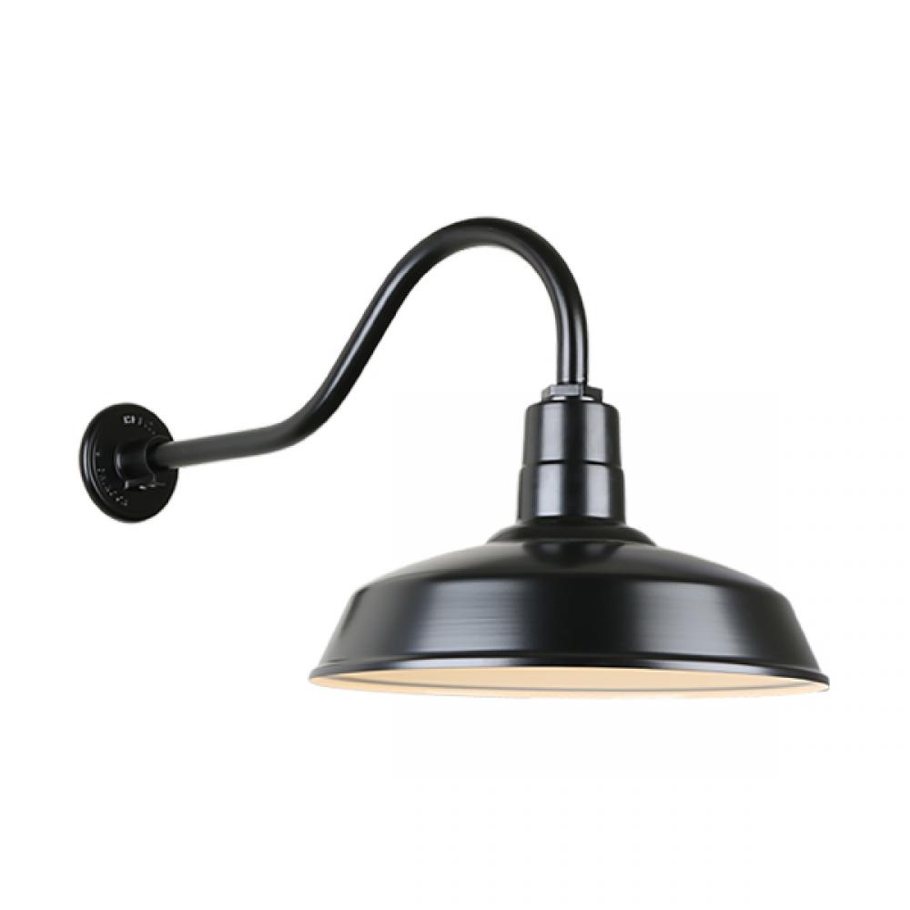 16" Gooseneck Light Warehouse Shade, QSNHL-A Arm