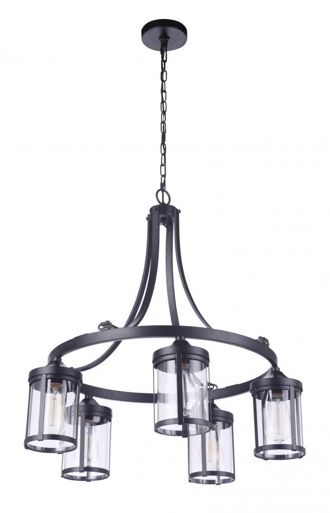 Elliot 5 Light Chandelier in Flat Black