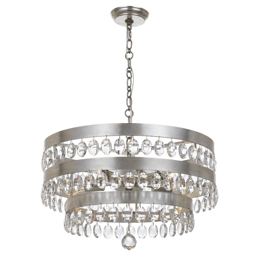 Perla 5 Light Antique Silver Chandelier