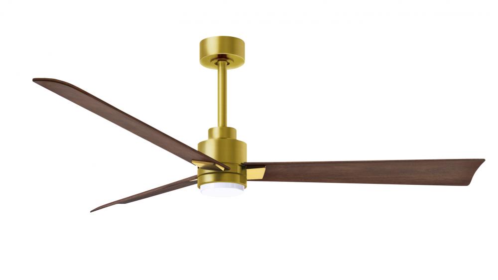 Alessandra 3-blade transitional ceiling fan in brushed brass finish with walnut blades. Optimized