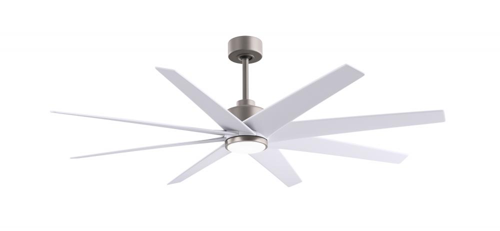 Ariella 8-blade ceiling fan in Brushed Nickel and Matte White blades