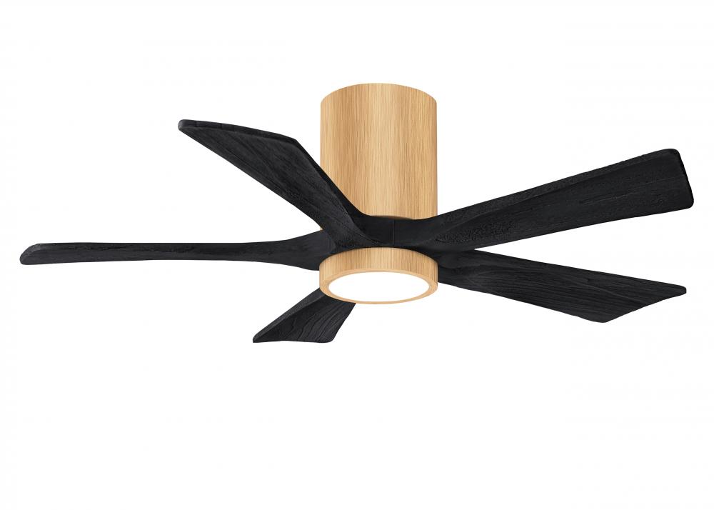 IR5HLK five-blade flush mount paddle fan in Light Maple finish with 42” Matte Black blades and i