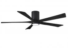 Matthews Fan Company IR5HLK-BK-BK-60 - IR5HLK five-blade flush mount paddle fan in Matte Black finish with 60” solid matte black wood b