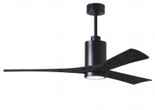 Matthews Fan Company PA3-BK-BK-60 - Patricia-3 three-blade ceiling fan in Matte Black finish with 60” solid matte black wood blades