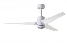 Matthews Fan Company SJ-WH-MWH-60 - Super Janet three-blade ceiling fan in Gloss White finish with 60” solid matte white wood blades