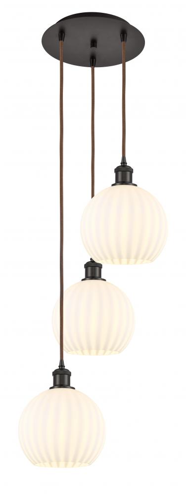 White Venetian - 3 Light - 15 inch - Oil Rubbed Bronze - Cord Hung - Multi Pendant