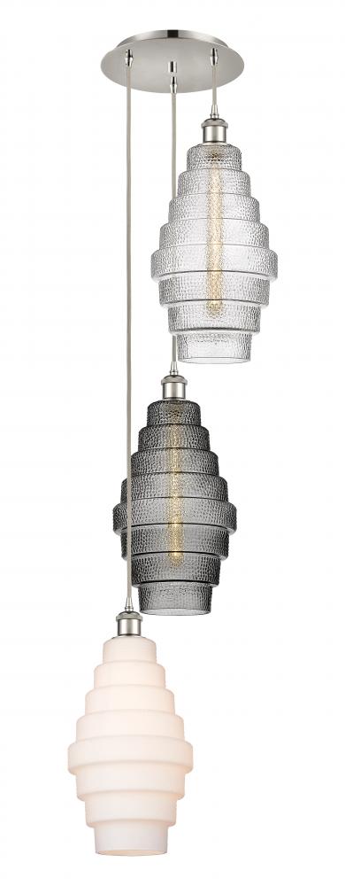 Cascade - 3 Light - 15 inch - Polished Nickel - Cord hung - Multi Pendant