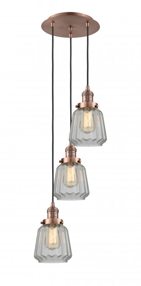 Chatham - 3 Light - 14 inch - Antique Copper - Cord hung - Multi Pendant