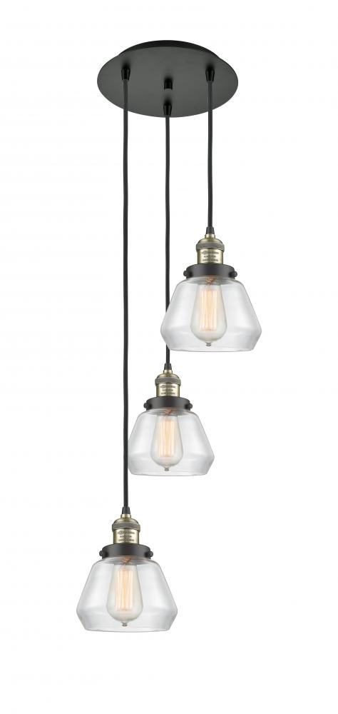 Fulton - 3 Light - 14 inch - Black Antique Brass - Cord hung - Multi Pendant