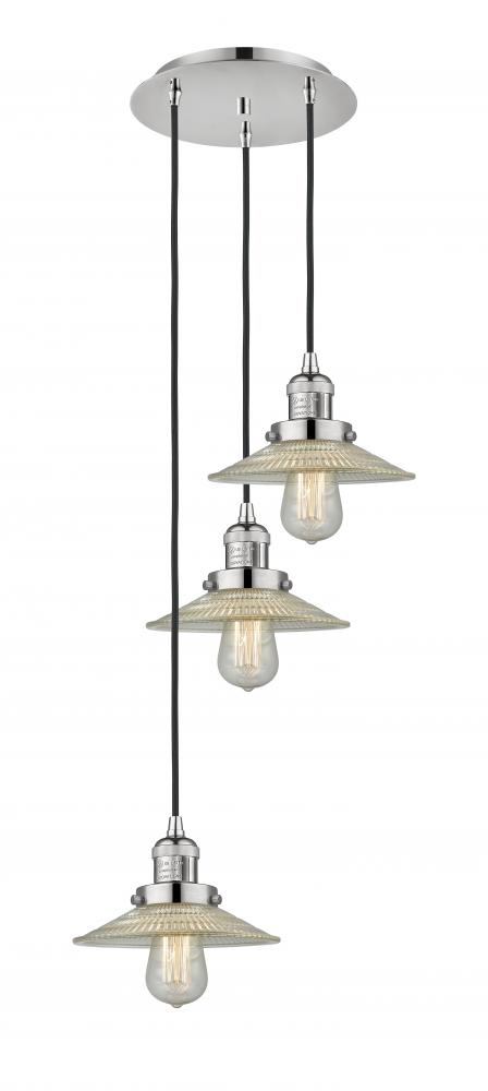 Halophane - 3 Light - 16 inch - Polished Nickel - Cord hung - Multi Pendant