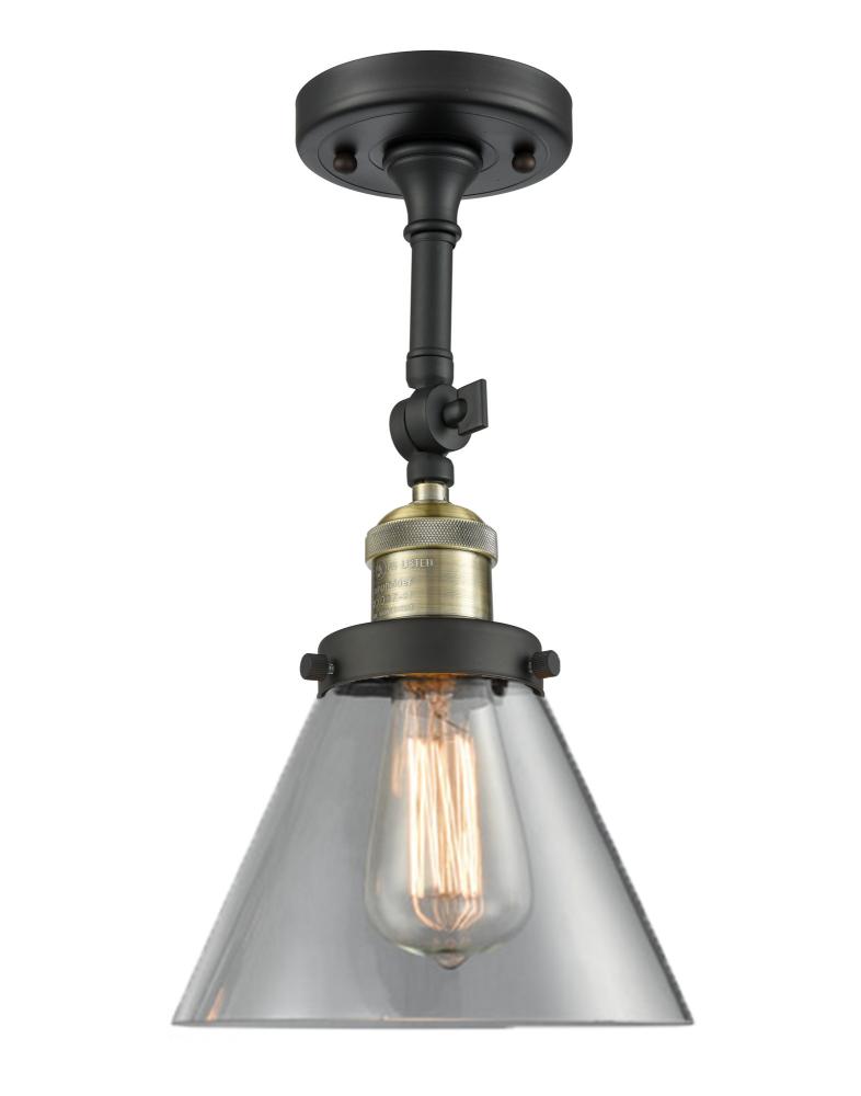 Cone - 1 Light - 8 inch - Black Antique Brass - Semi-Flush Mount