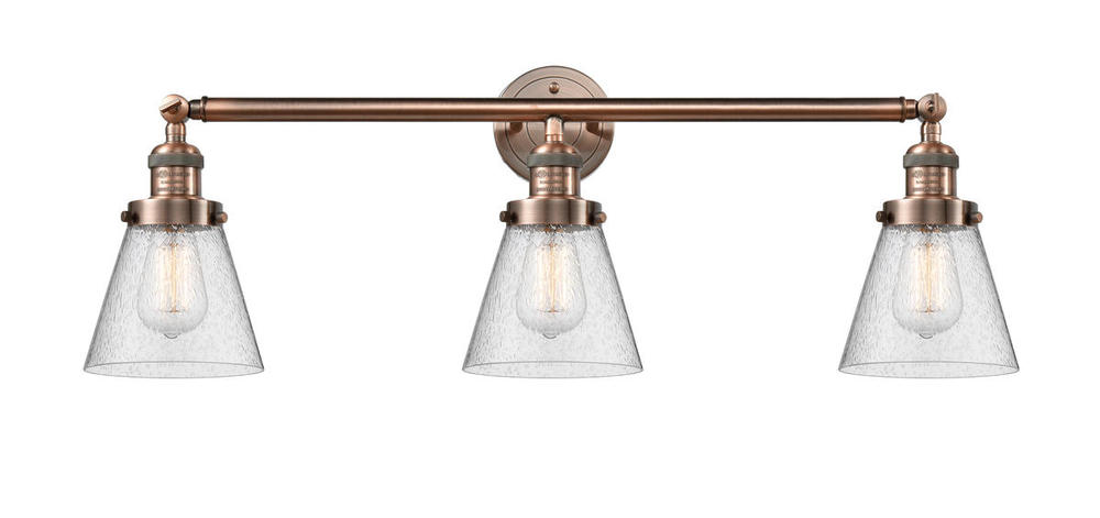 Cone - 3 Light - 30 inch - Antique Copper - Bath Vanity Light