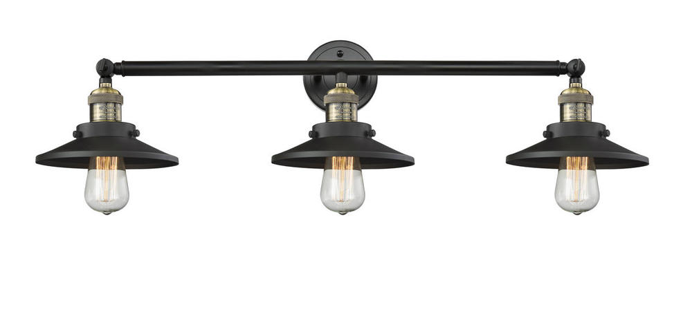 Railroad - 3 Light - 32 inch - Black Antique Brass - Bath Vanity Light