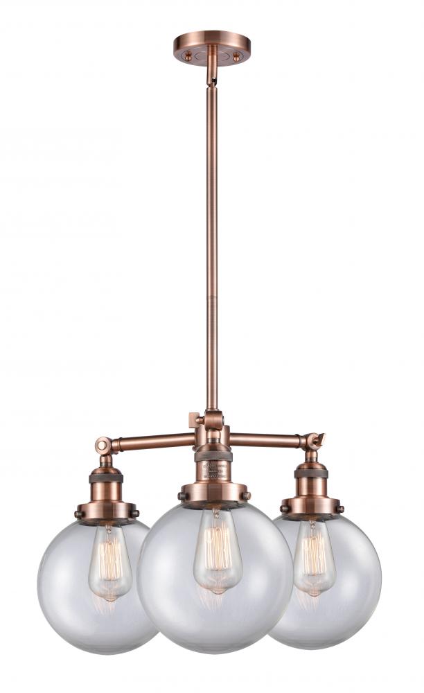 Beacon - 3 Light - 22 inch - Antique Copper - Stem Hung - Chandelier