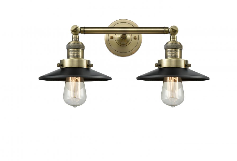 Railroad - 2 Light - 18 inch - Antique Brass - Bath Vanity Light