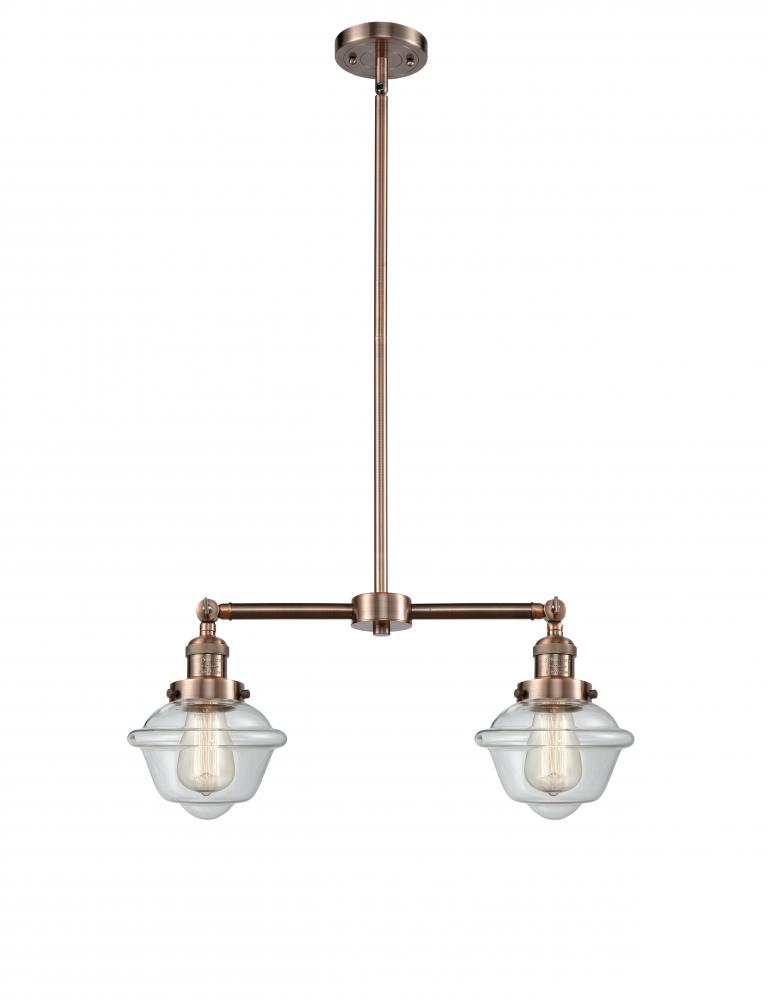 Oxford - 2 Light - 24 inch - Antique Copper - Stem Hung - Island Light