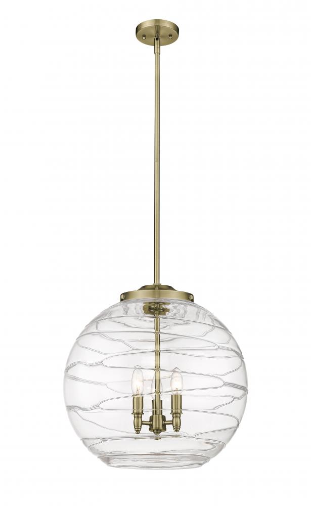 Athens Deco Swirl - 3 Light - 18 inch - White Polished Chrome - Cord hung - Pendant