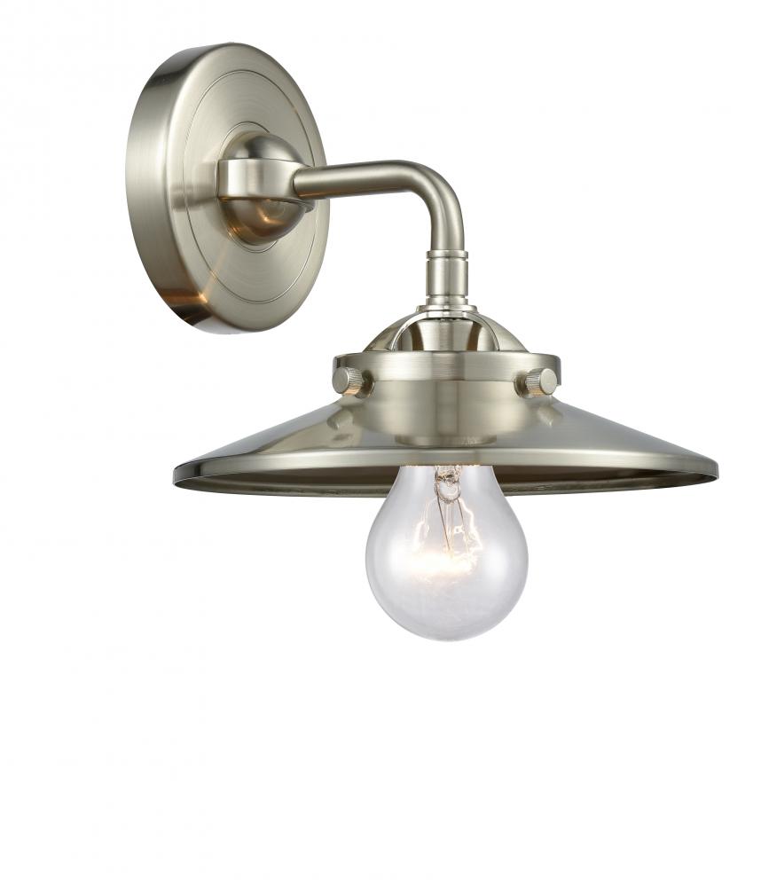 Railroad - 1 Light - 8 inch - Brushed Satin Nickel - Sconce