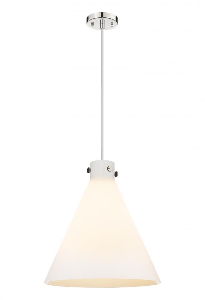 Newton Cone - 3 Light - 18 inch - Polished Nickel - Cord hung - Pendant