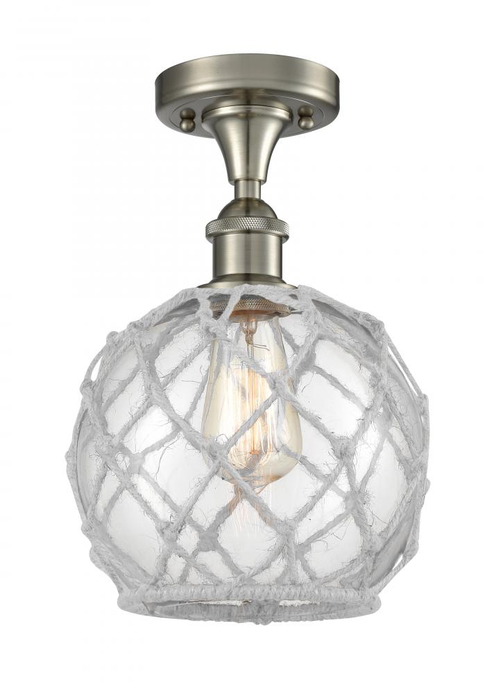 Farmhouse Rope - 1 Light - 8 inch - Brushed Satin Nickel - Semi-Flush Mount