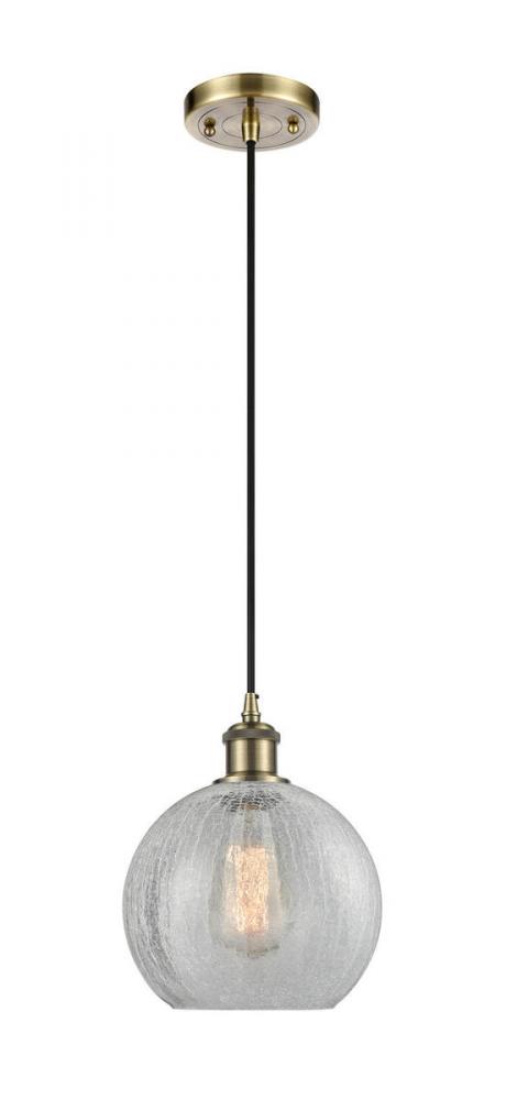 Athens - 1 Light - 8 inch - Antique Brass - Cord hung - Mini Pendant