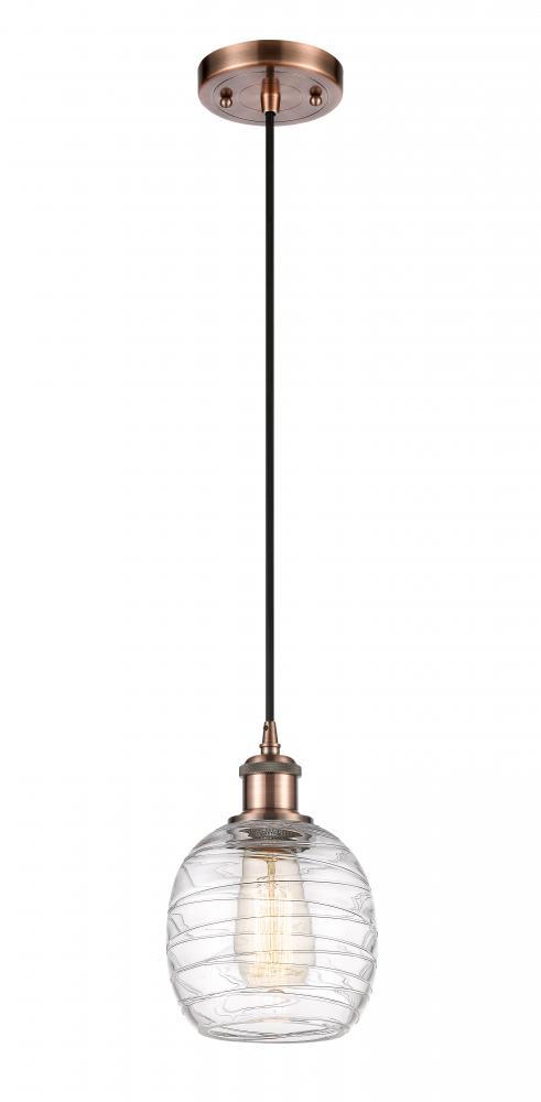 Belfast - 1 Light - 6 inch - Antique Copper - Cord hung - Mini Pendant