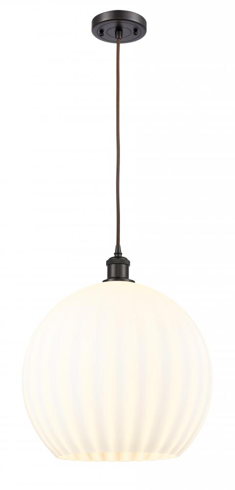 White Venetian - 1 Light - 14 inch - Oil Rubbed Bronze - Cord Hung - Pendant