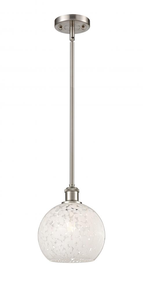 White Mouchette - 1 Light - 8 inch - Brushed Satin Nickel - Mini Pendant