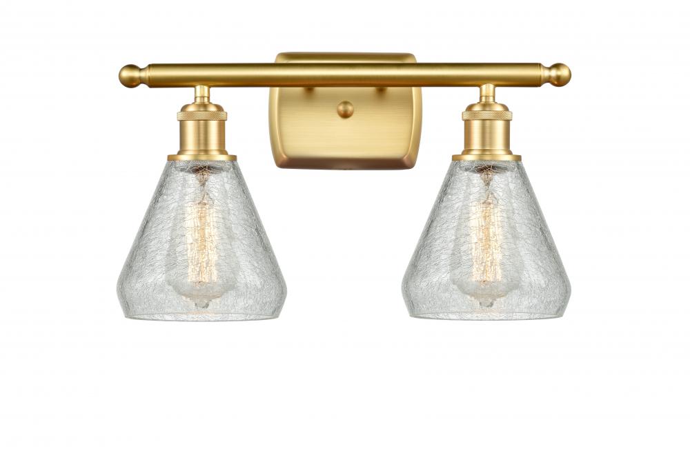 Conesus - 2 Light - 16 inch - Satin Gold - Bath Vanity Light