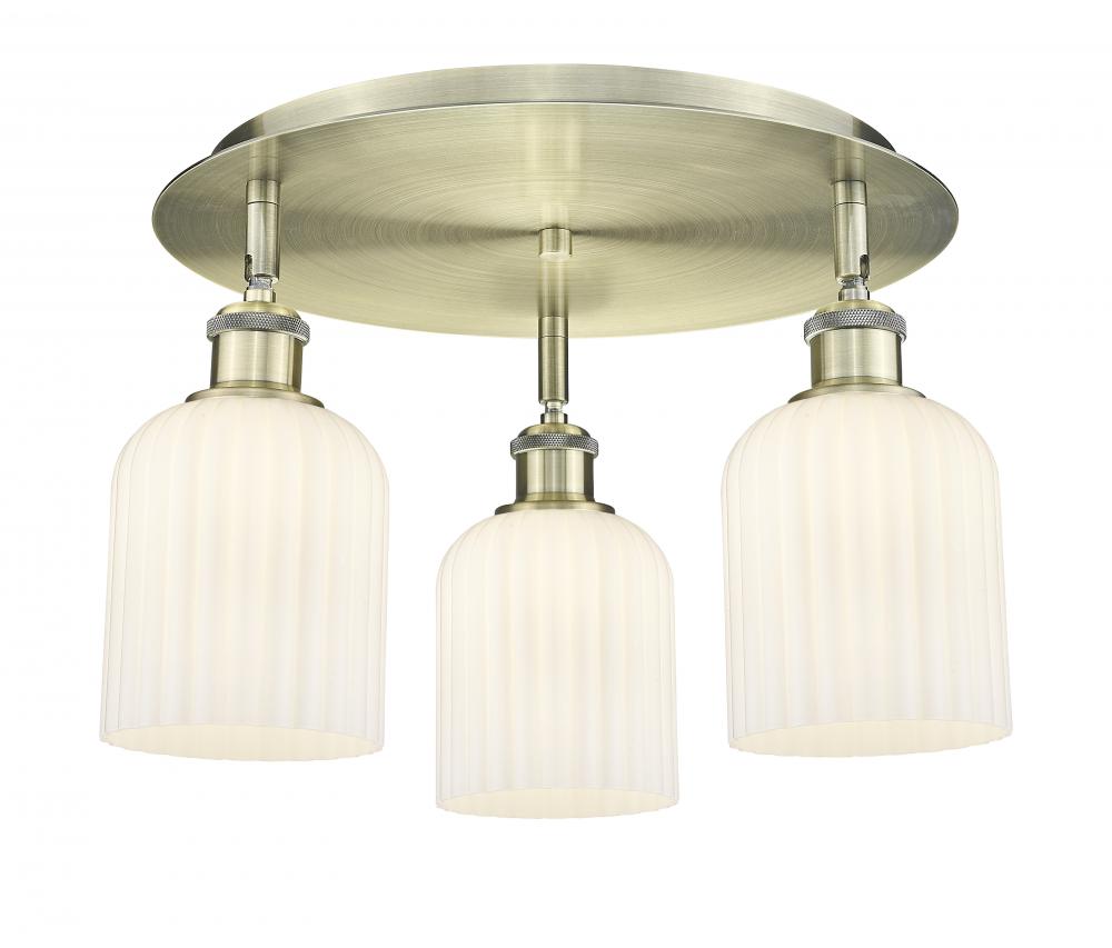 Bridal Veil - 3 Light - 17 inch - Antique Brass - Flush Mount