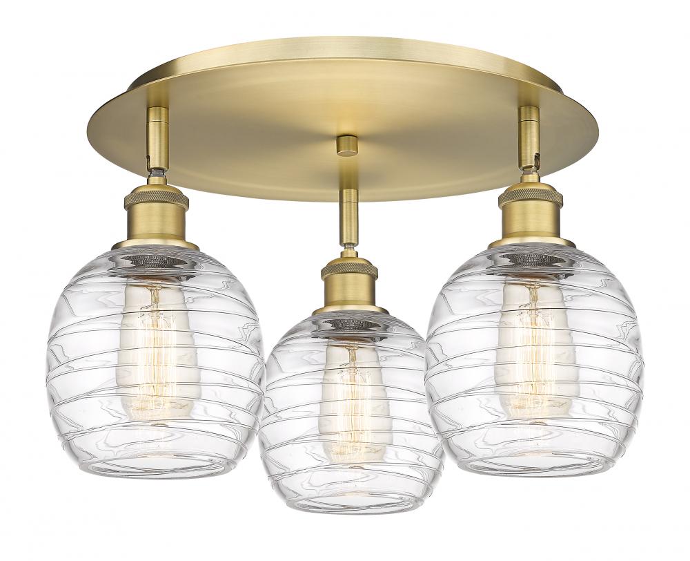 Belfast - 3 Light - 18 inch - Brushed Brass - Flush Mount